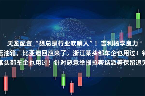 天龙配资 “魏总是行业吹哨人”！吉利杨学良力挺魏建军举报比亚迪常压油箱，比亚迪回应来了，浙江某头部车企也用过！针对恶意举报拉帮结派等保留追究权利